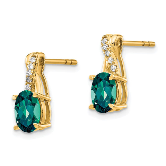 Buy Stylish 14K Gold Created Alexandrite & Diamond Earrings - Luxury Design