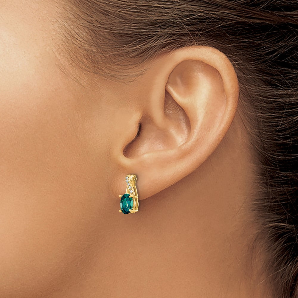 Buy Stylish 14K Gold Created Alexandrite & Diamond Earrings - Luxury Design