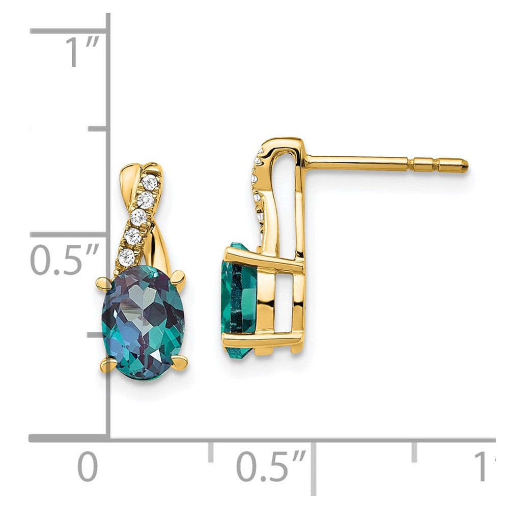 Buy Stylish 14K Gold Created Alexandrite & Diamond Earrings - Luxury Design
