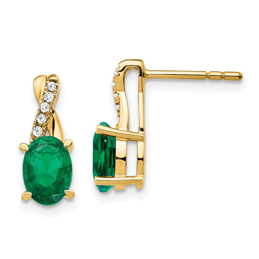 Shop 14K Gold Created Emerald & Diamond Earrings - Stylish Luxury at Great Value