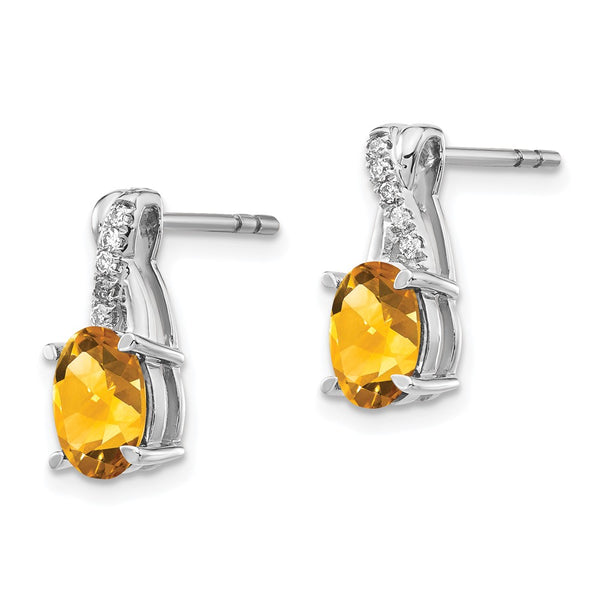 14K White Gold Citrine & Diamond Drop Earrings