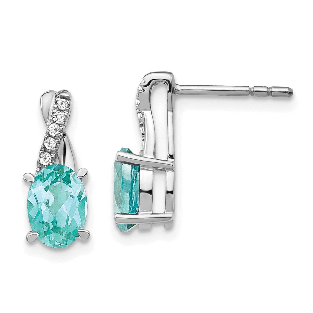 Shop Exclusive 14K White Gold Lab-Grown Diamond & Paraiba Earrings - 1/20 Carat Value!