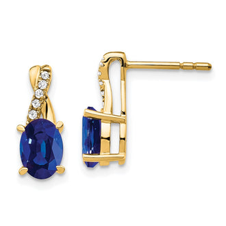 High-Quality 14K Gold Created Sapphire & Diamond Earrings - Stylish Value