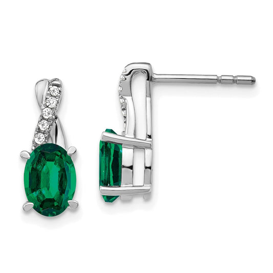 Buy Stylish 14K White Gold Emerald & Diamond Earrings | Affordable Luxury