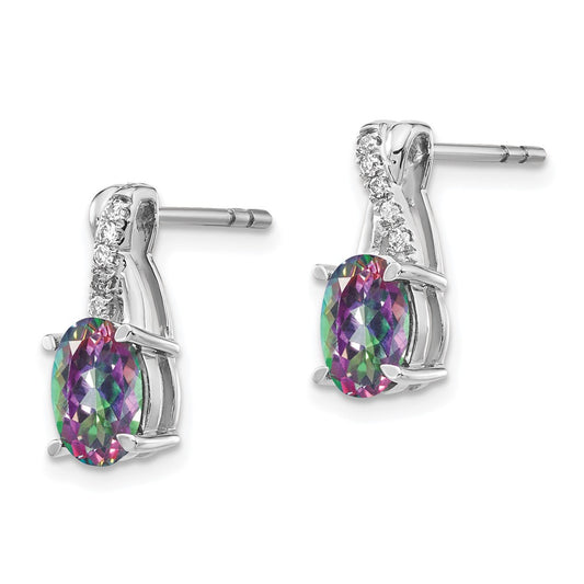 Buy Exclusive 14K White Gold Mystic Fire Topaz & Diamond Earrings - Stylish Value!