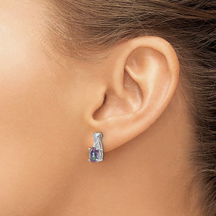Buy Exclusive 14K White Gold Mystic Fire Topaz & Diamond Earrings - Stylish Value!-3