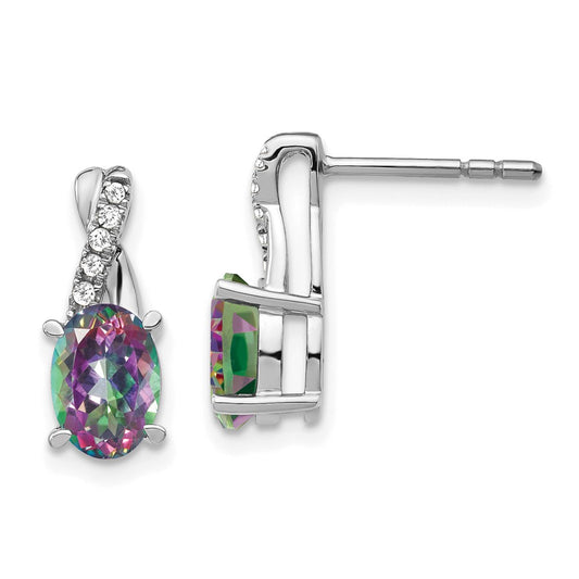 Buy Exclusive 14K White Gold Mystic Fire Topaz & Diamond Earrings - Stylish Value!