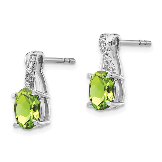 High-Quality 14K White Gold Peridot & Diamond Earrings - Stylish Value Deal!