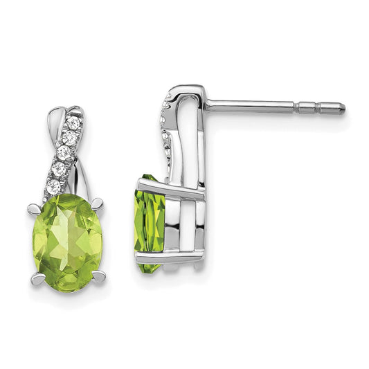 High-Quality 14K White Gold Peridot & Diamond Earrings - Stylish Value Deal!
