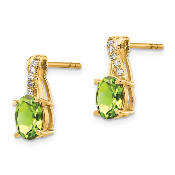 14K Gold Peridot & Diamond Earrings - Style GR1-1002720