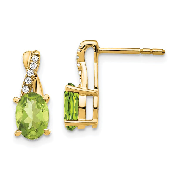 14K Gold Peridot & Diamond Earrings - Style GR1-1002720