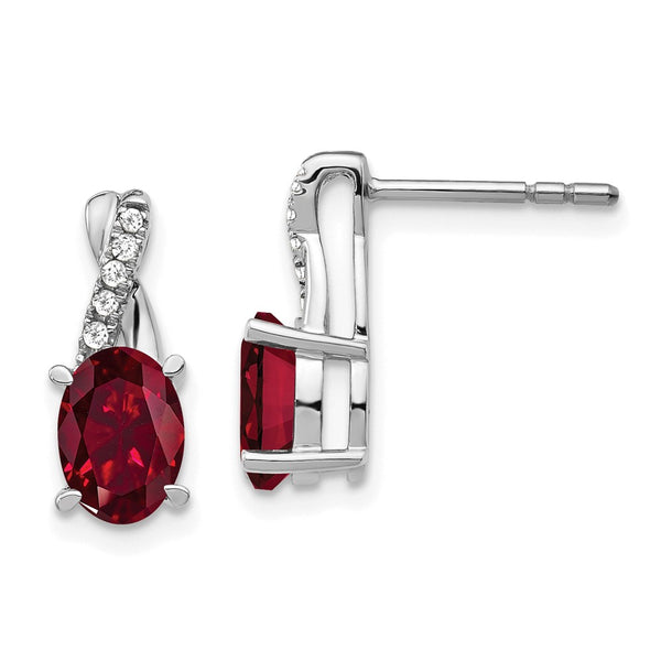 10K White Gold Ruby & Diamond Earrings - Style GR1-1002721