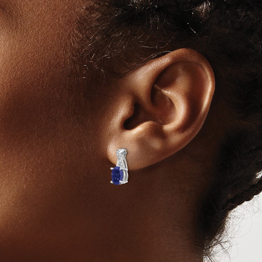 Buy Stylish 14K White Gold Sapphire & Diamond Earrings - Luxury Value Jewelry
