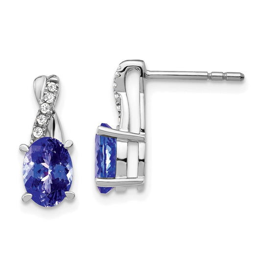 Buy Exclusive 14K White Gold Earrings with Tanzanite & Diamonds - Stylish Value!