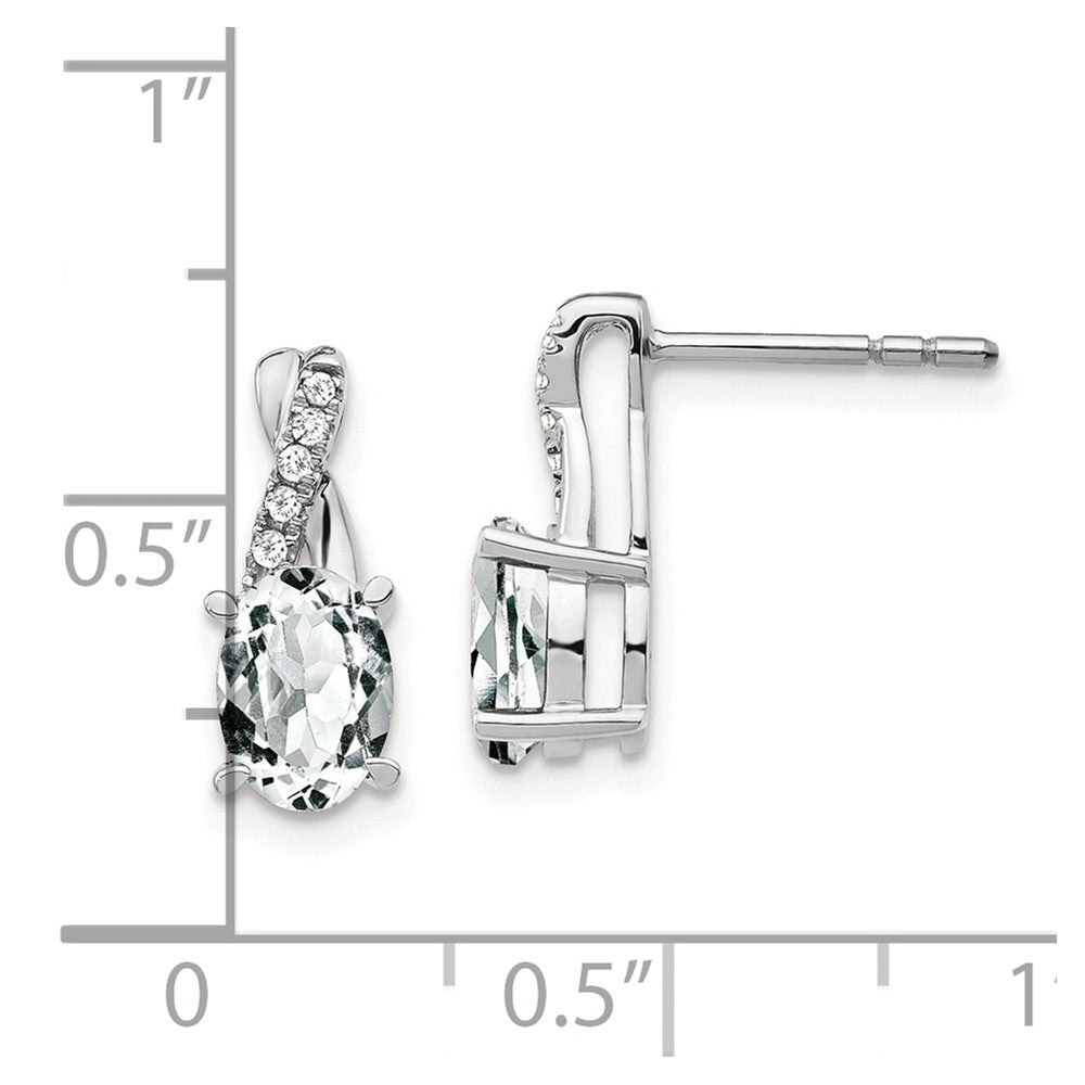 High-Quality 14K White Gold Earrings with White Topaz & Diamond Accents