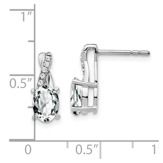 High-Quality 14K White Gold Earrings with White Topaz & Diamond Accents