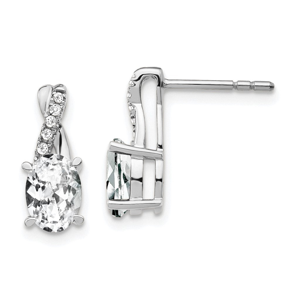 High-Quality 14K White Gold Earrings with White Topaz & Diamond Accents