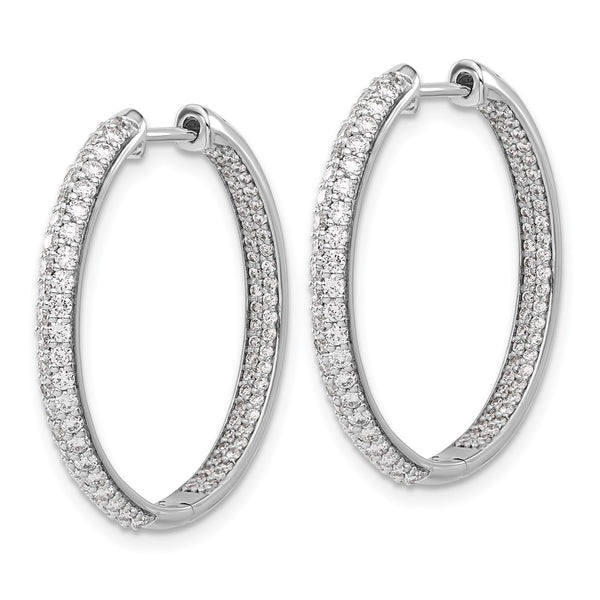 14K White Gold Diamond Inside-Out Hinged Hoop Earrings 1.5"