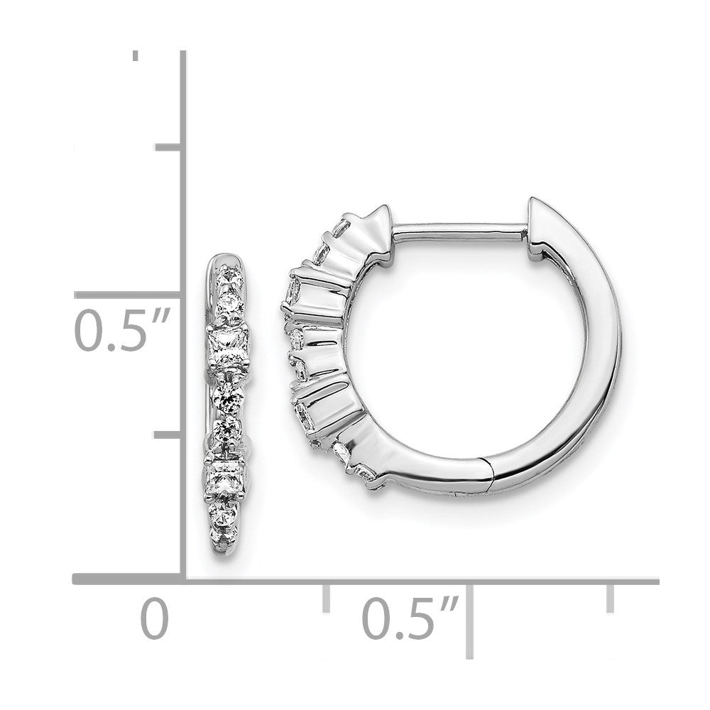 Buy Stylish 14K White Gold Diamond-Accented Hinged Hoop Earrings - 1.5in