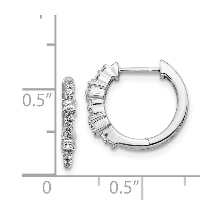 Buy Stylish 14K White Gold Diamond-Accented Hinged Hoop Earrings - 1.5in-4