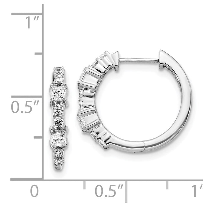 Exclusive 14K White Gold Diamond-Accented Hinged Hoop Earrings - Stylish Value-4