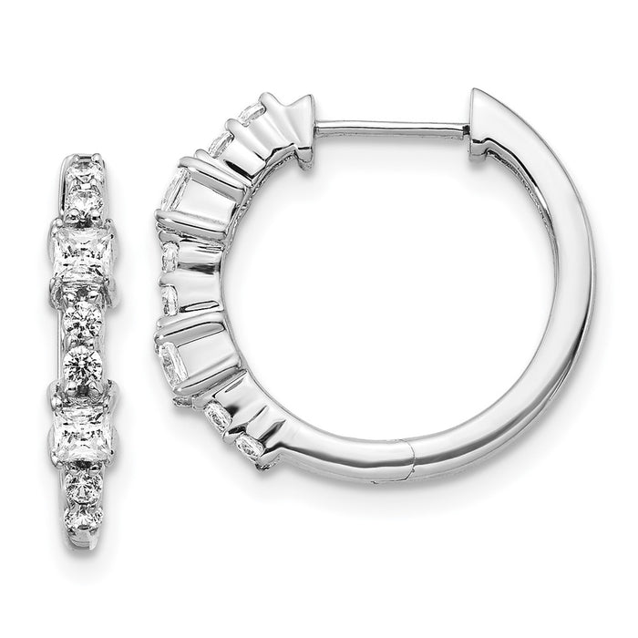 Exclusive 14K White Gold Diamond-Accented Hinged Hoop Earrings - Stylish Value-1