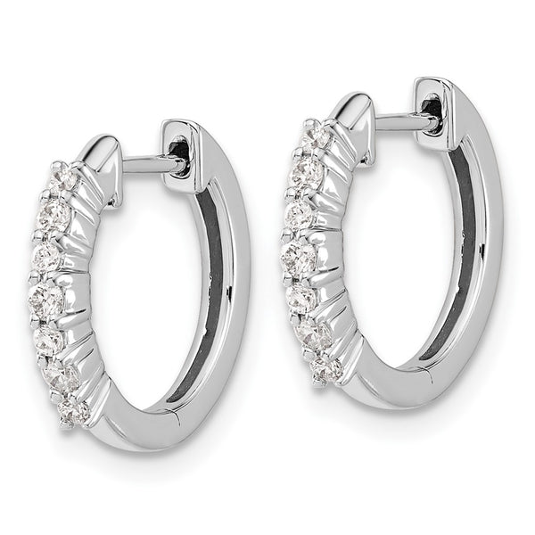 10K White Gold Diamond-Accented Hinged Hoop Earrings - Style GR1-1002736