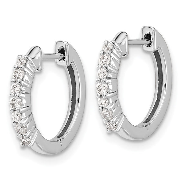 14K White Gold Diamond-Accented Hinged Hoop Earrings - Style GR1-1020892
