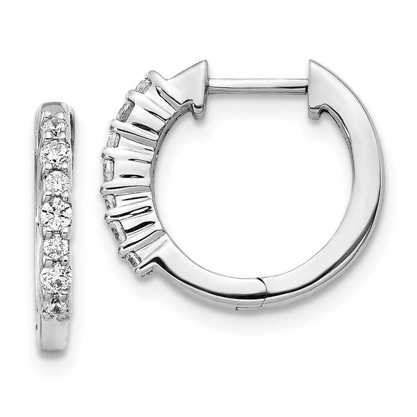 14K White Gold Diamond-Accented Hinged Hoop Earrings - Style GR1-1020892