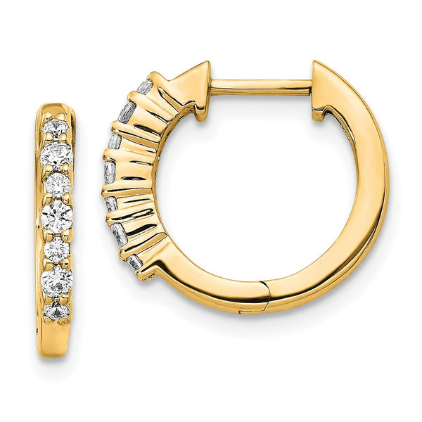 14K Gold Diamond-Accented Hinged Hoop Earrings - Style GR1-1002738
