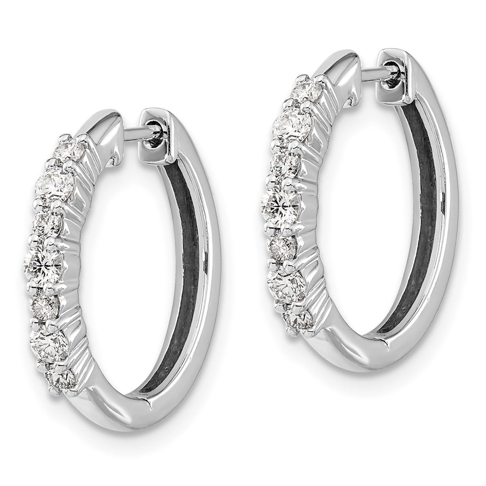 Buy Exclusive 14K White Gold Diamond-Accented Hinged Hoop Earrings - Stylish Luxury!