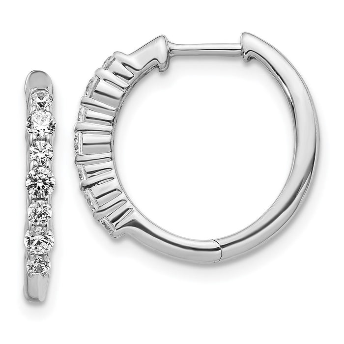 Buy Exclusive 14K White Gold Diamond-Accented Hinged Hoop Earrings - Stylish Luxury!-1