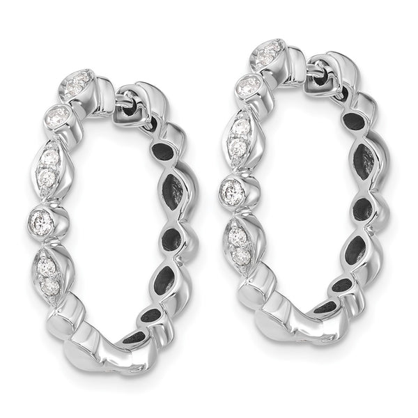 14K White Gold Diamond-Accented Hoop Earrings - 1.5" - Style GR1-1020993