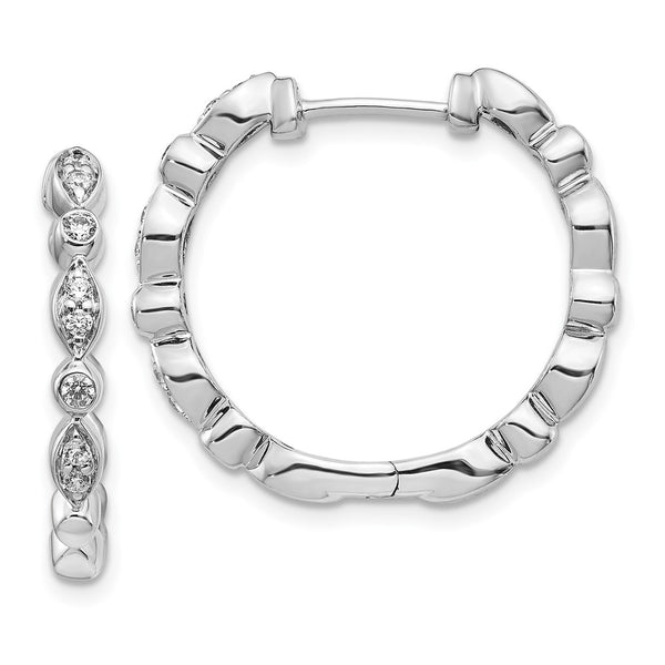 14K White Gold Diamond-Accented Hoop Earrings - 1.5" - Style GR1-1020993