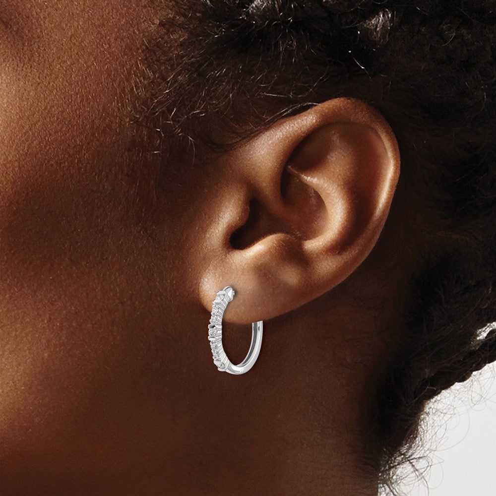 Buy Stylish 14K White Gold Diamond-Accented Hoop Earrings - Affordable Luxury!