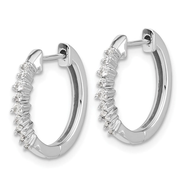 14K White Gold Diamond-Accented Hinged Hoop Earrings - 1.5" - Style GR1-1021509