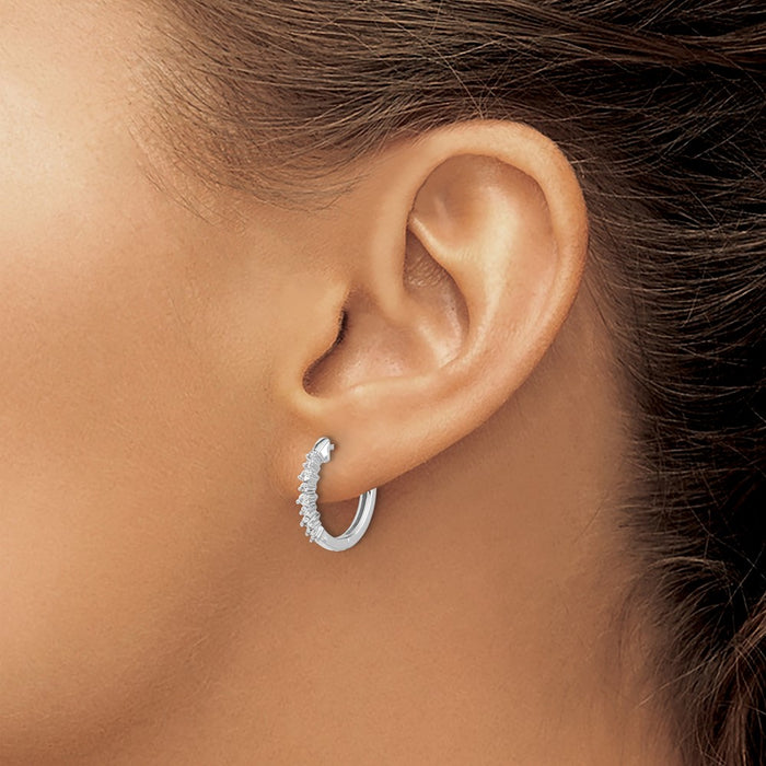 Shop Stylish 14K White Gold Diamond-Accented Hinged Hoop Earrings - 1.5"-3