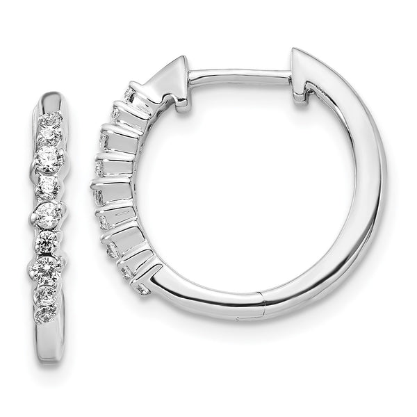 14K White Gold Diamond-Accented Hinged Hoop Earrings - 1.5" - Style GR1-1021509