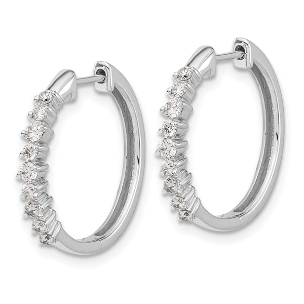 14K White Gold Hinged Hoop Earrings - 1/2 Carat Lab-Grown Diamonds - Style GR1-1002739