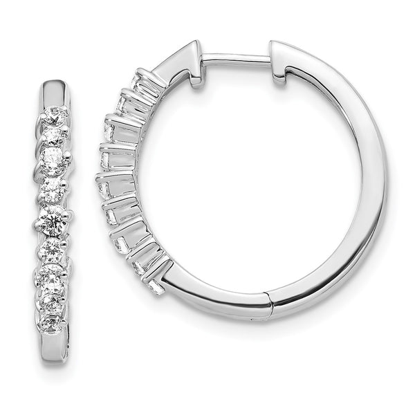 14K White Gold Hinged Hoop Earrings - 1/2 Carat Lab-Grown Diamonds - Style GR1-1002739