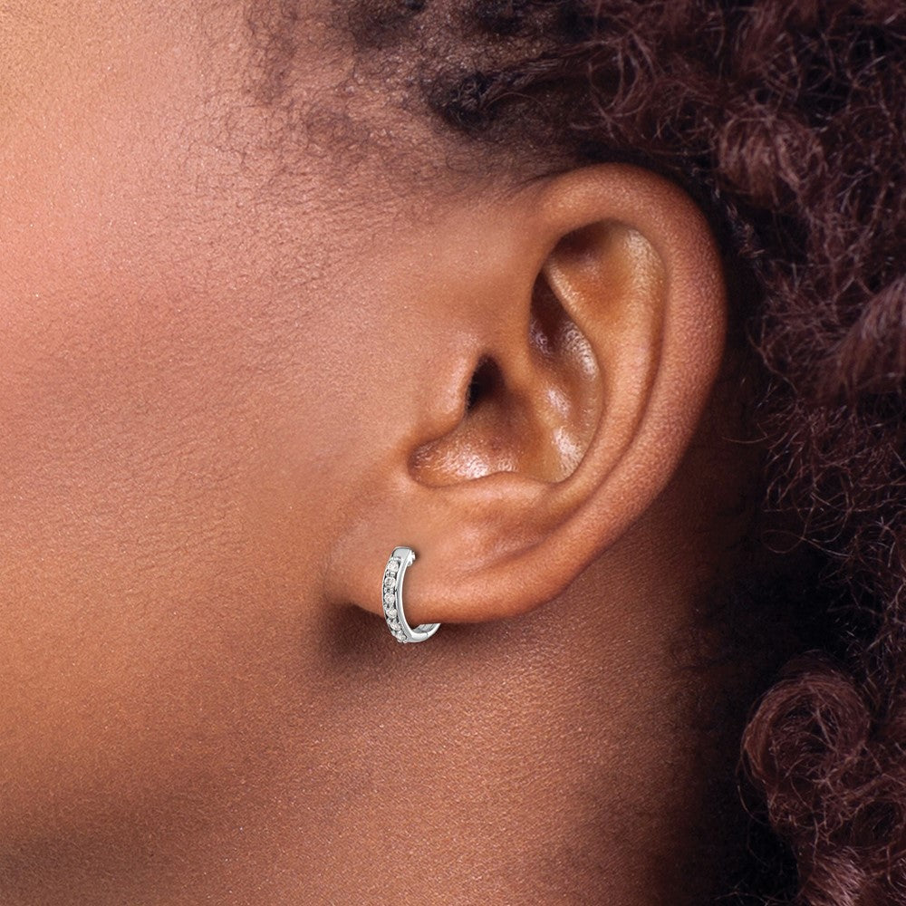 Buy Exclusive 10K White Gold Diamond-Accented Hinged Hoop Earrings - Stylish Value