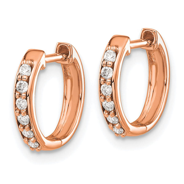 14K Rose Gold Diamond-Accented Hoop Earrings