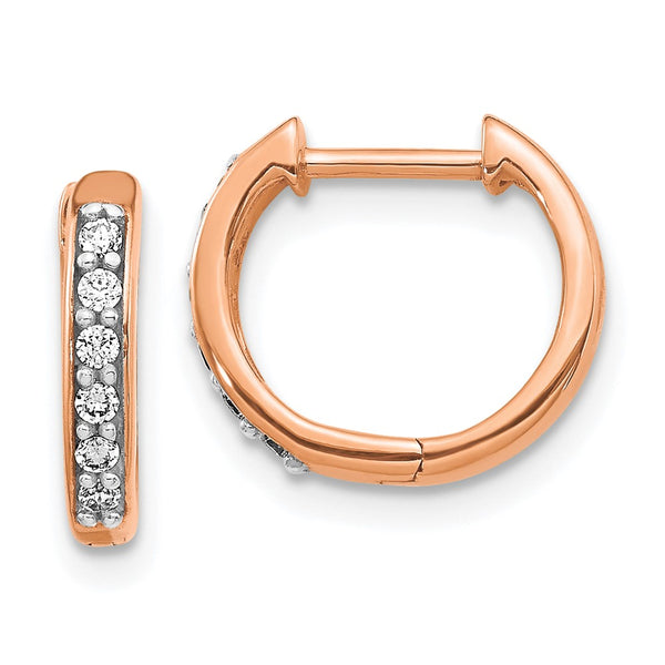 14K Rose Gold Diamond-Accented Hoop Earrings