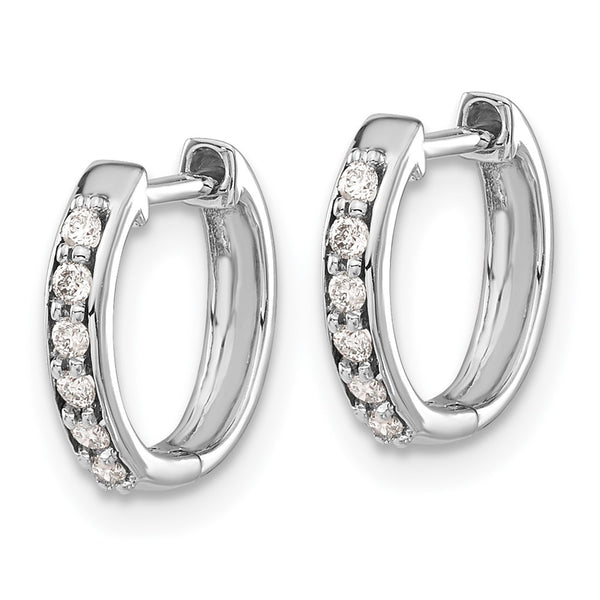 14K White Gold Diamond-Accented Hinged Hoop Earrings - 1.5" - Style GR1-1021382