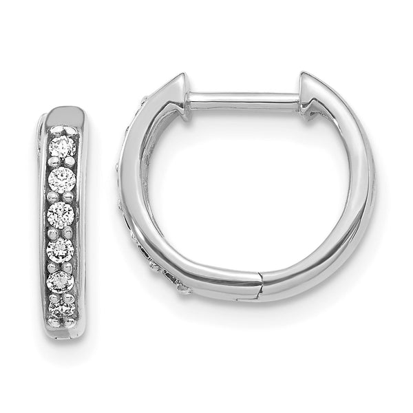 14K White Gold Diamond-Accented Hinged Hoop Earrings - 1.5" - Style GR1-1021382