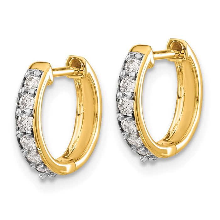 High-Quality 10K Gold Diamond-Accented Hoop Earrings - Stylish & Affordable!-2