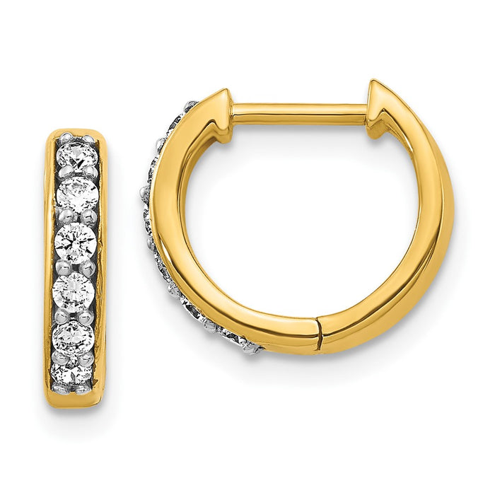 High-Quality 10K Gold Diamond-Accented Hoop Earrings - Stylish & Affordable!-1