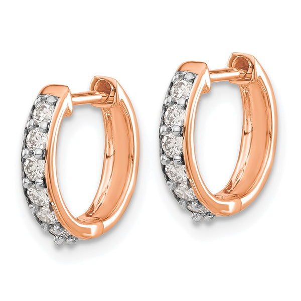 14K Rose Gold Diamond-Accented Hinged Hoop Earrings - Style GR1-1016893