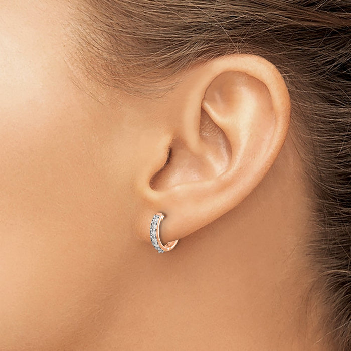 Buy 14K Rose Gold Diamond-Accented Hinged Hoop Earrings - Stylish Luxury!-3