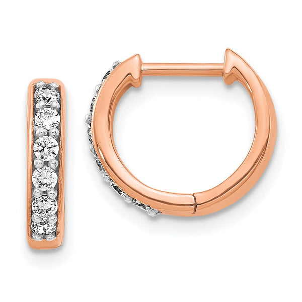 14K Rose Gold Diamond-Accented Hinged Hoop Earrings - Style GR1-1016893